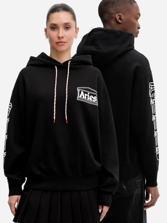 Obrázek produktu Aries Bavlněná mikina Column Hoodie AR20010 PALE MINT černá