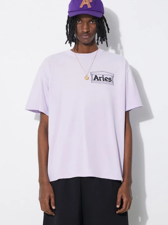 Obrázek produktu Aries Bavlněné tričko Aries Sunbleached Temple SS Tee fialová