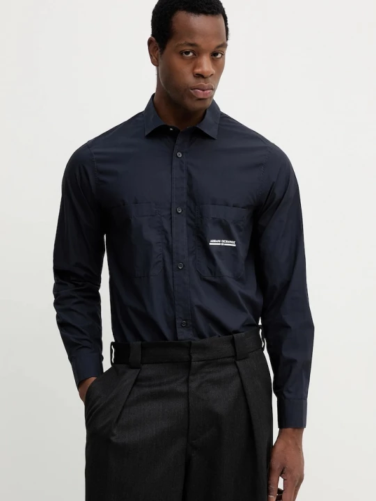 Obrázek produktu Armani Exchange Bavlněná košile Armani Exchange námořnická modř