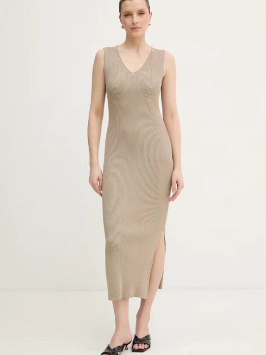 Obrázek produktu Armani Exchange bodycon šaty z viskózy béžová