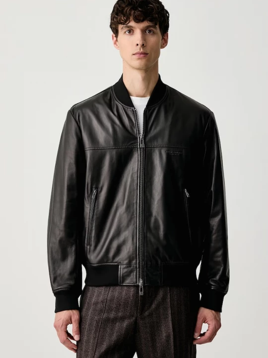 Obrázek produktu Armani Exchange bomber pánský kožený černá