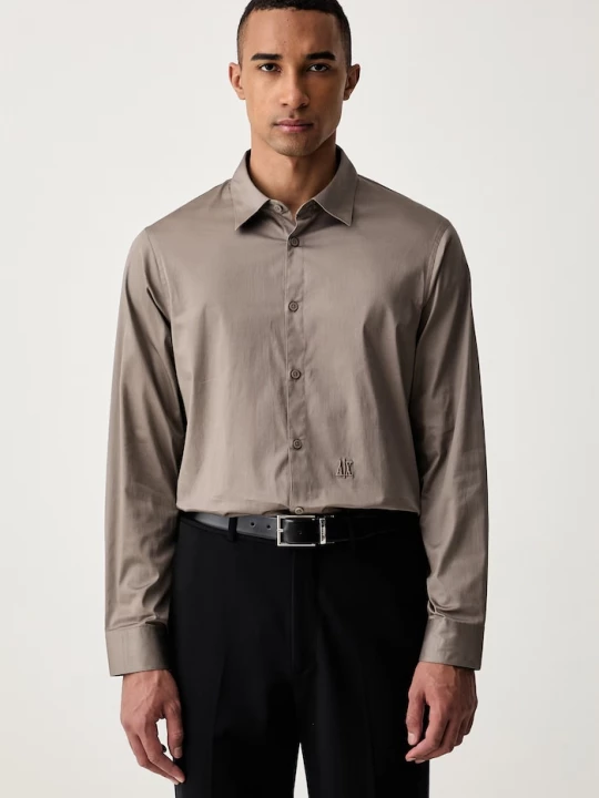 Obrázek produktu Armani Exchange košile pánská bavlněná elastanem hnědá