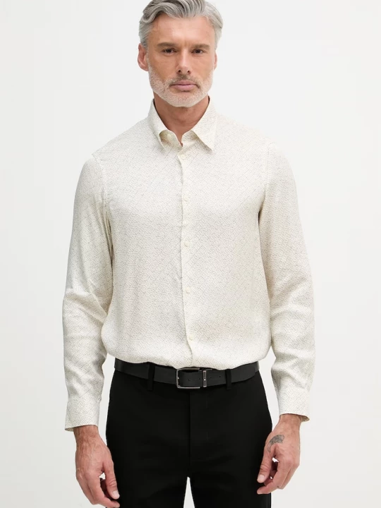 Obrázek produktu Armani Exchange košile pánská z viskózy béžová