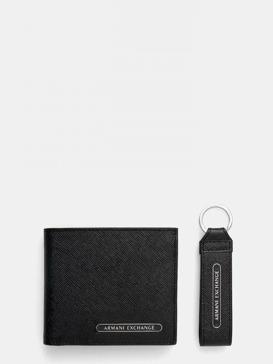 Obrázek produktu Armani Exchange Kožená peněženka + klíčenka černá