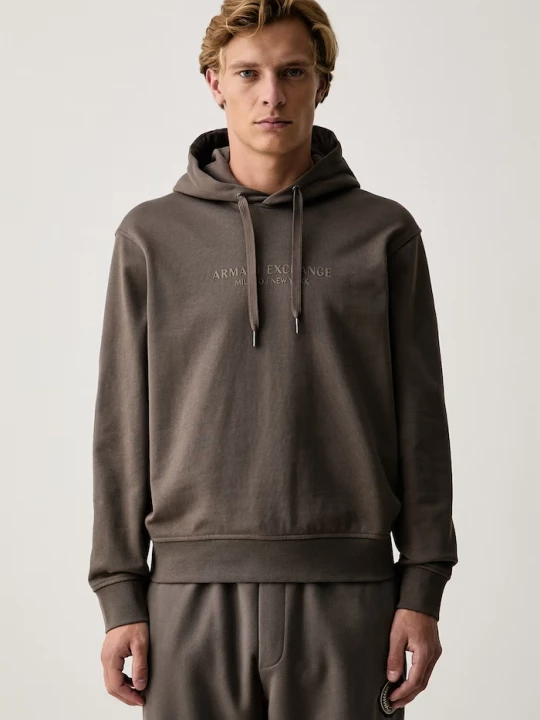 Obrázek produktu Armani Exchange mikina kapucí pánská bavlněná hnědá
