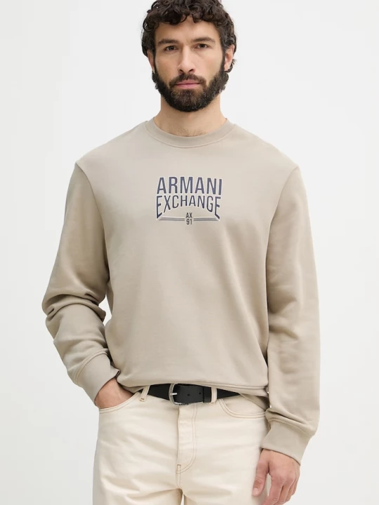 Obrázek produktu Armani Exchange mikina pánská s bavlnou béžová