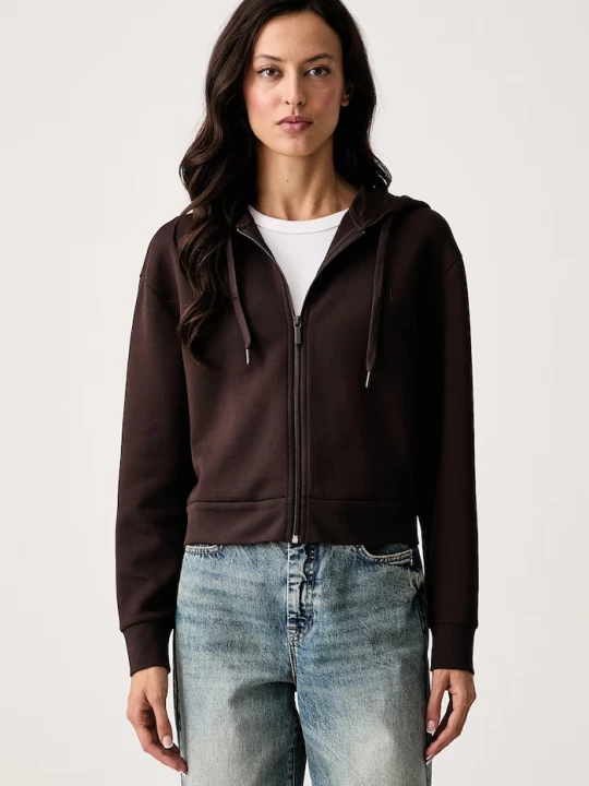 Obrázek produktu Armani Exchange mikina s kapucí dámská s bavlnou hnědá
