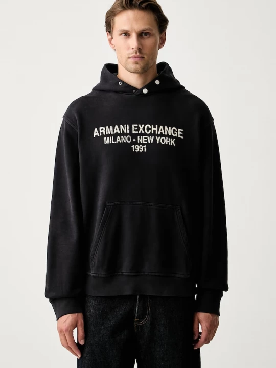 Obrázek produktu Armani Exchange mikina s kapucí pánská bavlněná námořnická modř