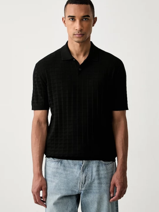 Obrázek produktu Armani Exchange svetrové polo pánské s viskózou černá