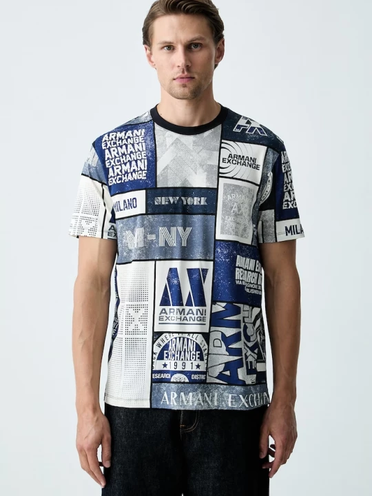 Obrázek produktu Armani Exchange tričko pánské s bavlnou modrá