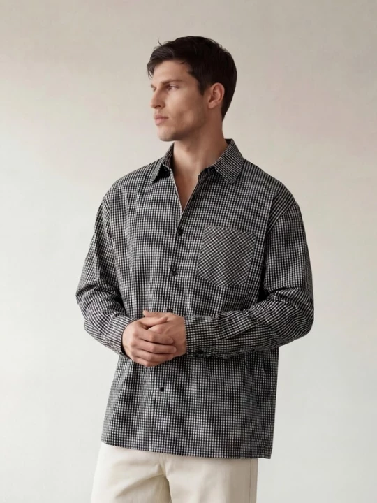 Obrázek produktu ARMIE Košile 'The Carl Black Check Loose Shirt' černá