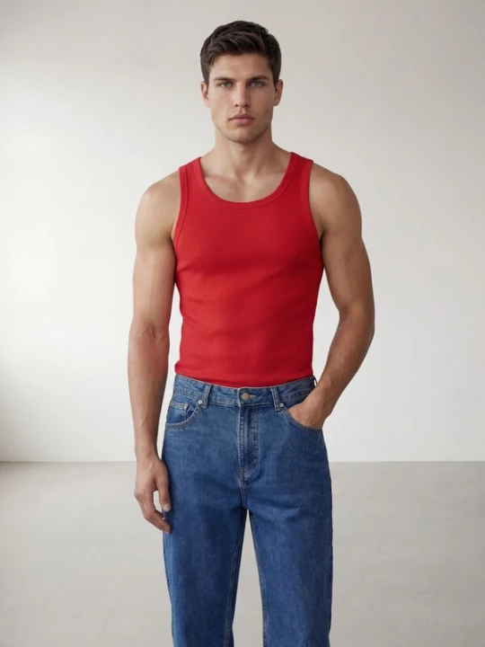 Obrázek produktu ARMIE Tričko 'The Peter Muscle-Fit Ribbed Tanktop - Red' červená