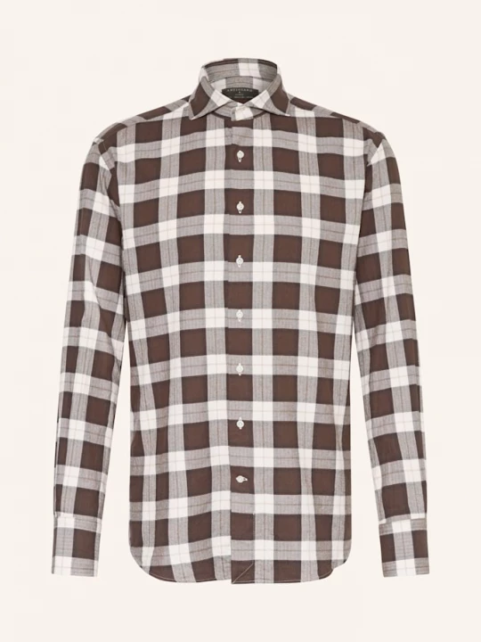 Obrázek produktu Artigiano Flanelová Košile Classic Fit tmavě hnědá / béžová / režná