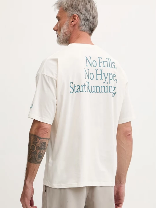Obrázek produktu Asics běžecké tričko pánské s bavlnou RUNNER MESSAGE béžová
