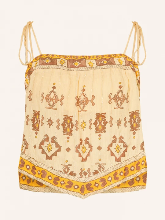 Obrázek produktu Ba&Sh Cropped Top Zeli S Třpytivou Přízí tmavě žlutá / hnědá / tmavě žlutá