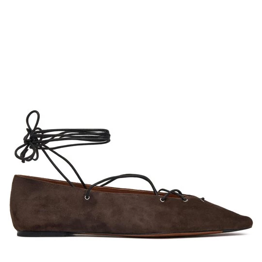 Obrázek produktu Baleríny Polo Ralph Lauren Suede Lace-Up Pointed Ballet Flat 818P15775001 Hnědá