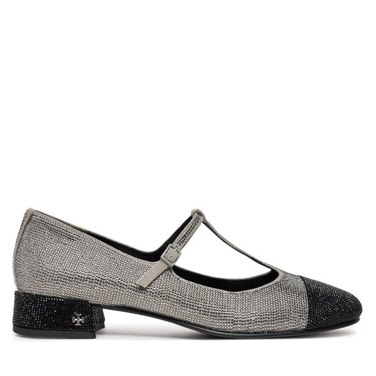 Obrázek produktu Baleríny Tory Burch Cap-Toe T-Strap Pave Heeled 159830 Stříbrná