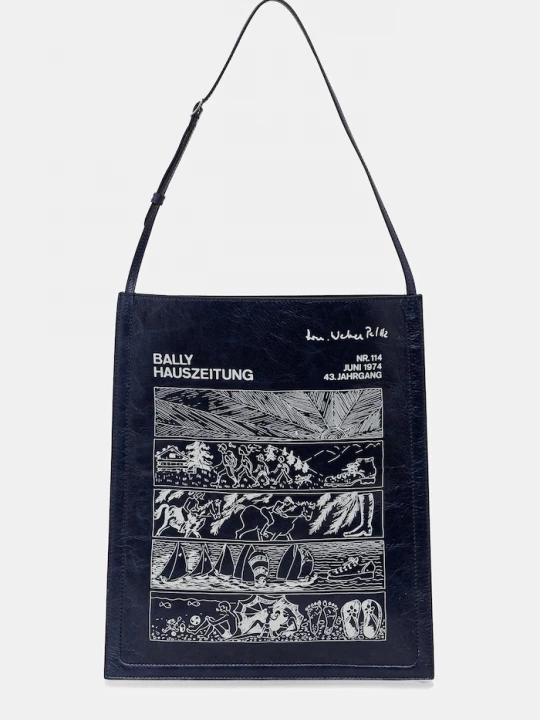 Obrázek produktu Bally Kožená taška Bally 34 x 40 x 10 cm námořnická modř