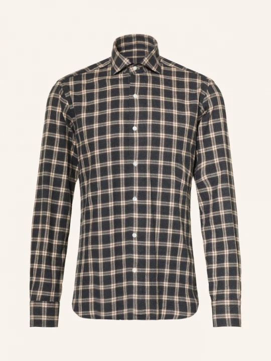 Obrázek produktu Barba Napoli Flanelová Košile Slim Fit tmavě šedá / béžová