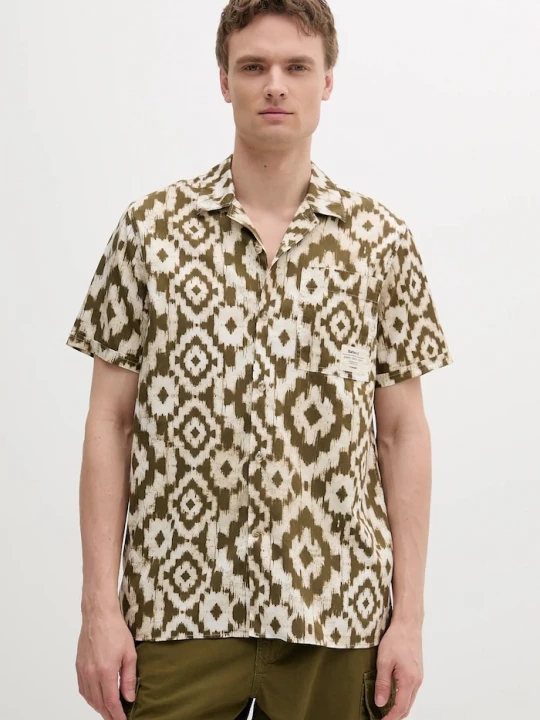 Obrázek produktu Barbour Bavlněná košile Barbour Homelane Printed S/S Relaxed Fit Shirt zelená