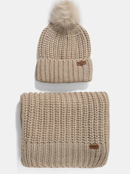 Obrázek produktu Barbour čepice a šála dámská béžová