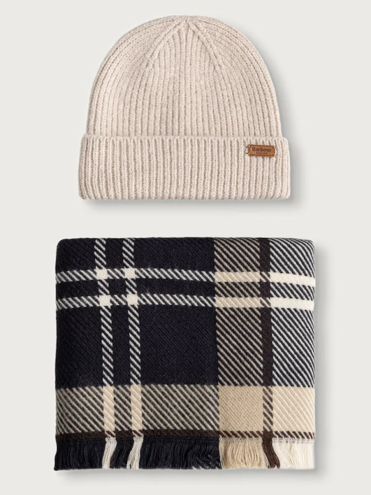 Obrázek produktu Barbour čepice a šála dámská béžová