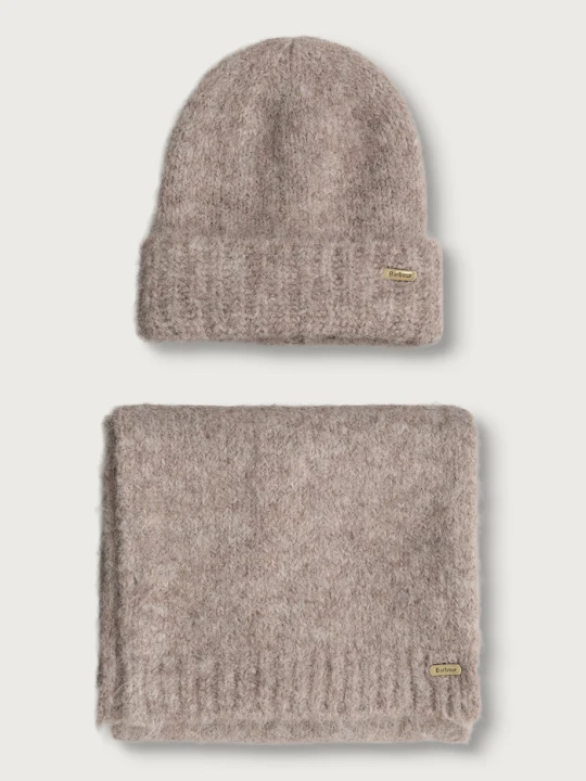 Obrázek produktu Barbour čepice a šála dámská s příměsí vlny růžová