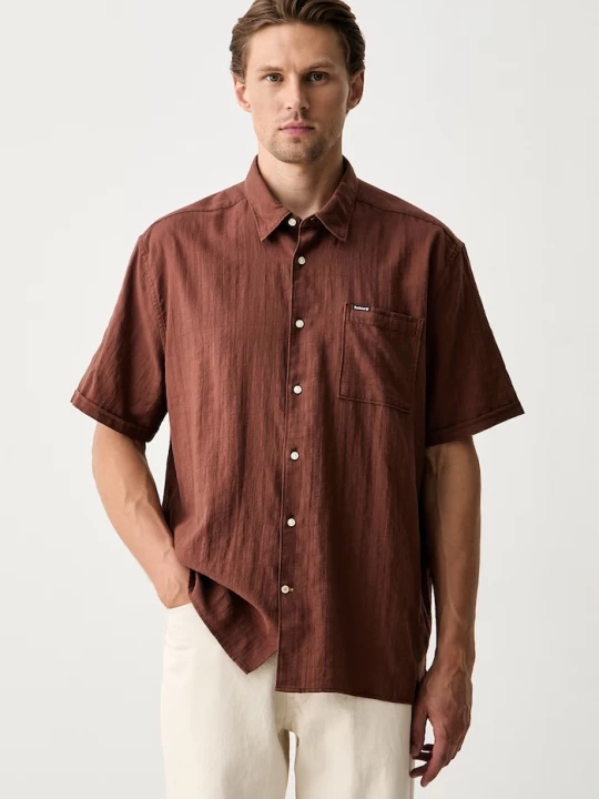 Obrázek produktu Barbour košile pánská bavlněná s elastanem Kingswood hnědá