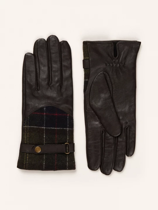 Obrázek produktu Barbour Kožené Rukavice Tartan tmavě hnědá