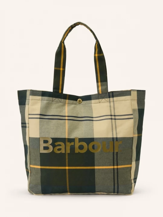 Obrázek produktu Barbour Nákupní Taška Telfield tmavě zelená / tmavě žlutá / světle zelená