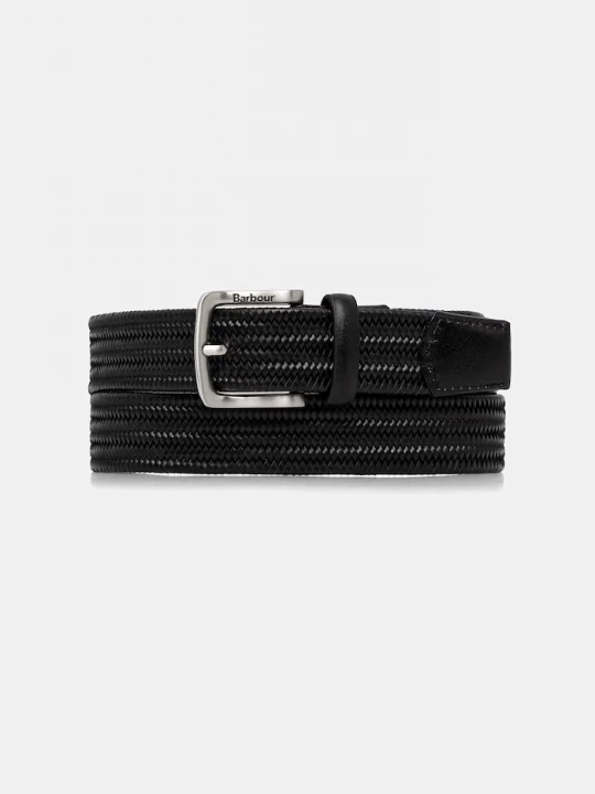 Obrázek produktu Barbour pletený pásek pánský kožený černá