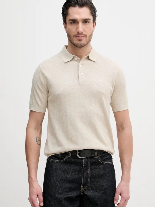 Obrázek produktu Barbour Polo tričko s přídavkem lnu Barbour Muston béžová