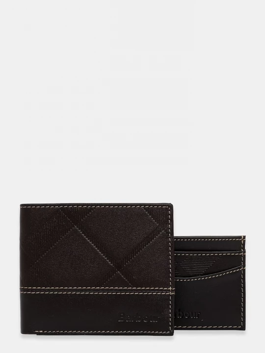 Obrázek produktu Barbour sada peněženky a pouzdra na karty pánská kožená Tyneside hnědá