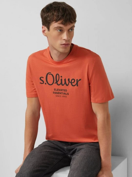 Obrázek produktu Bavlněné tričko potiskem loga s.Oliver oranžová