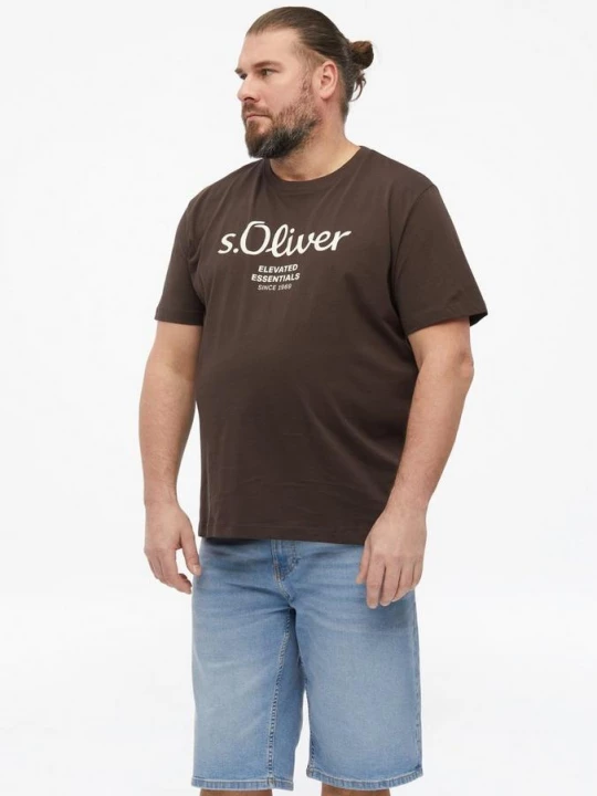 Obrázek produktu Bavlněné tričko s natištěným logem s.Oliver hnědá