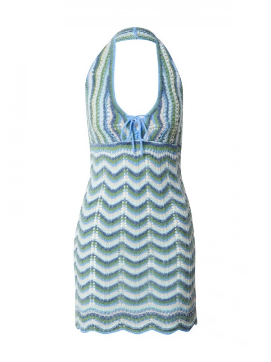 Obrázek produktu BDG Urban Outfitters Úpletové šaty modrá / světlemodrá / zelená / bílá