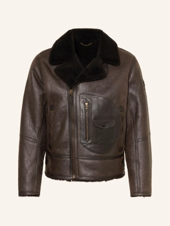 Obrázek produktu Belstaff Kožená Bunda Buxton hnědá / tmavě hnědá