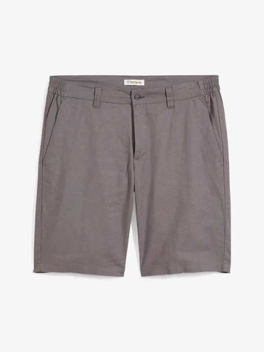 Obrázek produktu Bermudy chino regular fit z domieszką lnu BonPrix szary
