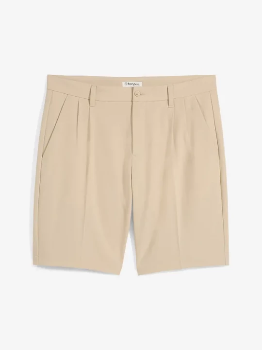 Obrázek produktu Bermudy chino z zakładkami poniżej talii, regular fit BonPrix beżowy