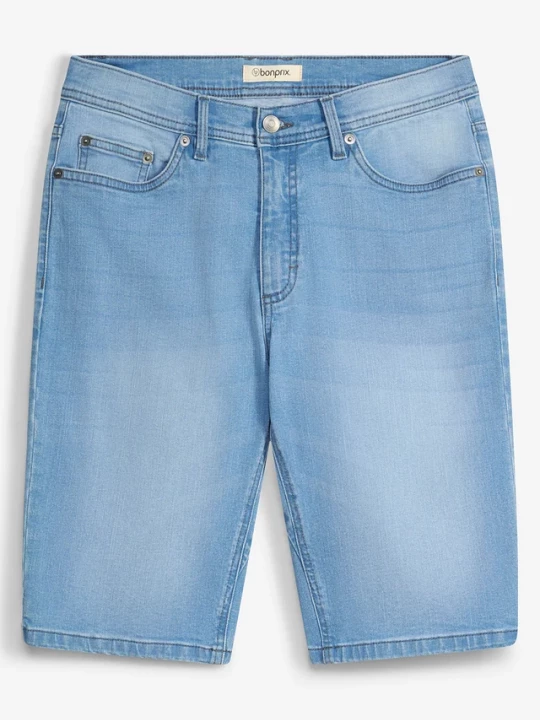 Obrázek produktu Bermudy jeansowe ze stretchem, ze wzmocnioną częścią w kroku, regular fit, 2 szt. BonPrix niebieski