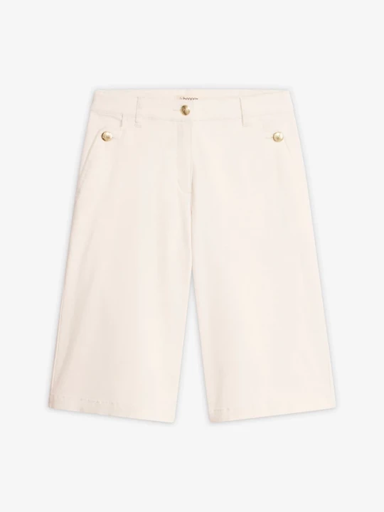 Obrázek produktu Bermudy wide leg z elastycznego diagonalu BonPrix biały