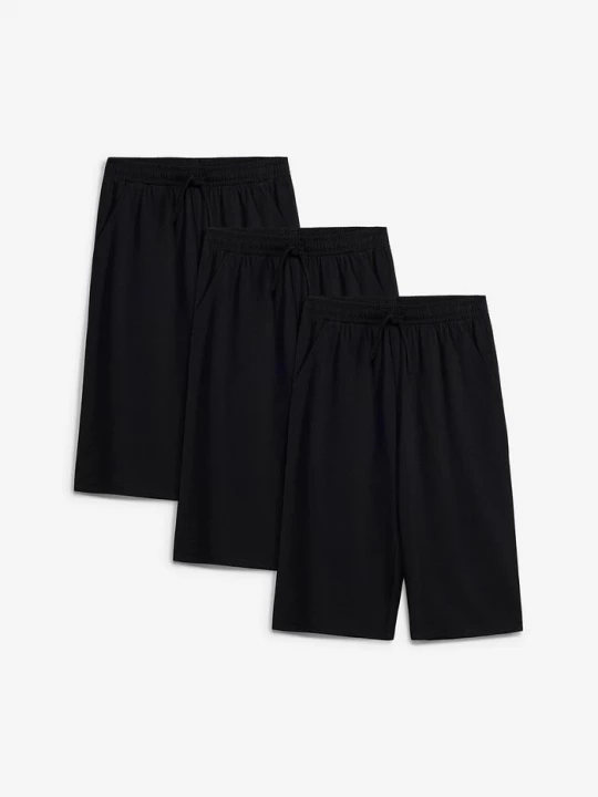 Obrázek produktu Bermudy z dżerseju za kolana (3 szt.) BonPrix czarny