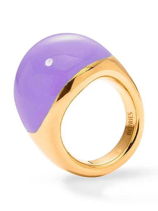 Obrázek produktu BERRIES prstýnek dámský pozlacený stříbrný s emailovým kamenem Viva Lavender XL Ring zlatá