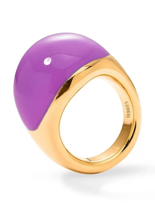 Obrázek produktu BERRIES prstýnek dámský pozlacený stříbrný s emailovým kamenem Viva Orchid XL Ring zlatá