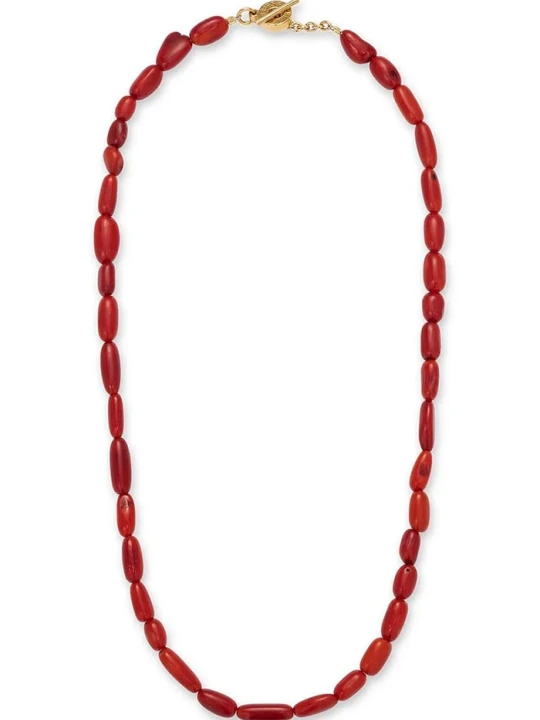 Obrázek produktu BERRIES řetízek dámský pozlacený stříbrný s korálem Poppy Necklace červená