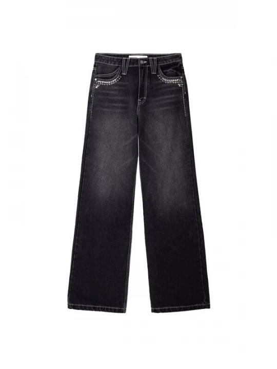Obrázek produktu Bershka Džíny černá džínovina / průhledná