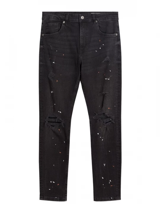 Obrázek produktu Bershka Džíny krvavě červená / černá džínovina / bílá