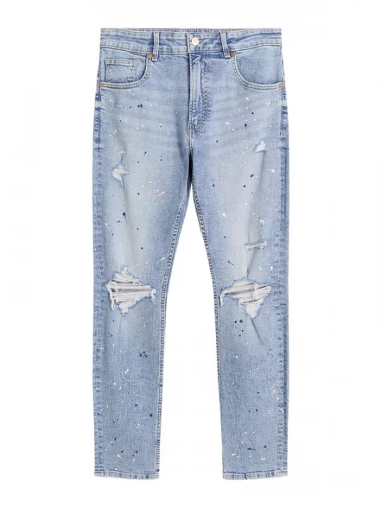 Obrázek produktu Bershka Džíny námořnická modř / světlemodrá / pudrová / bílá