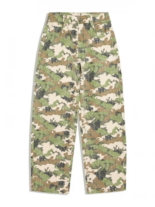 Obrázek produktu Bershka Džíny světle béžová / hnědá / zelená / černá