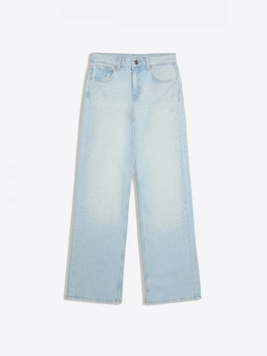 Obrázek produktu Bershka Džíny světlemodrá / stříbrná